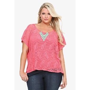torrid coral lace open back top size 3x women